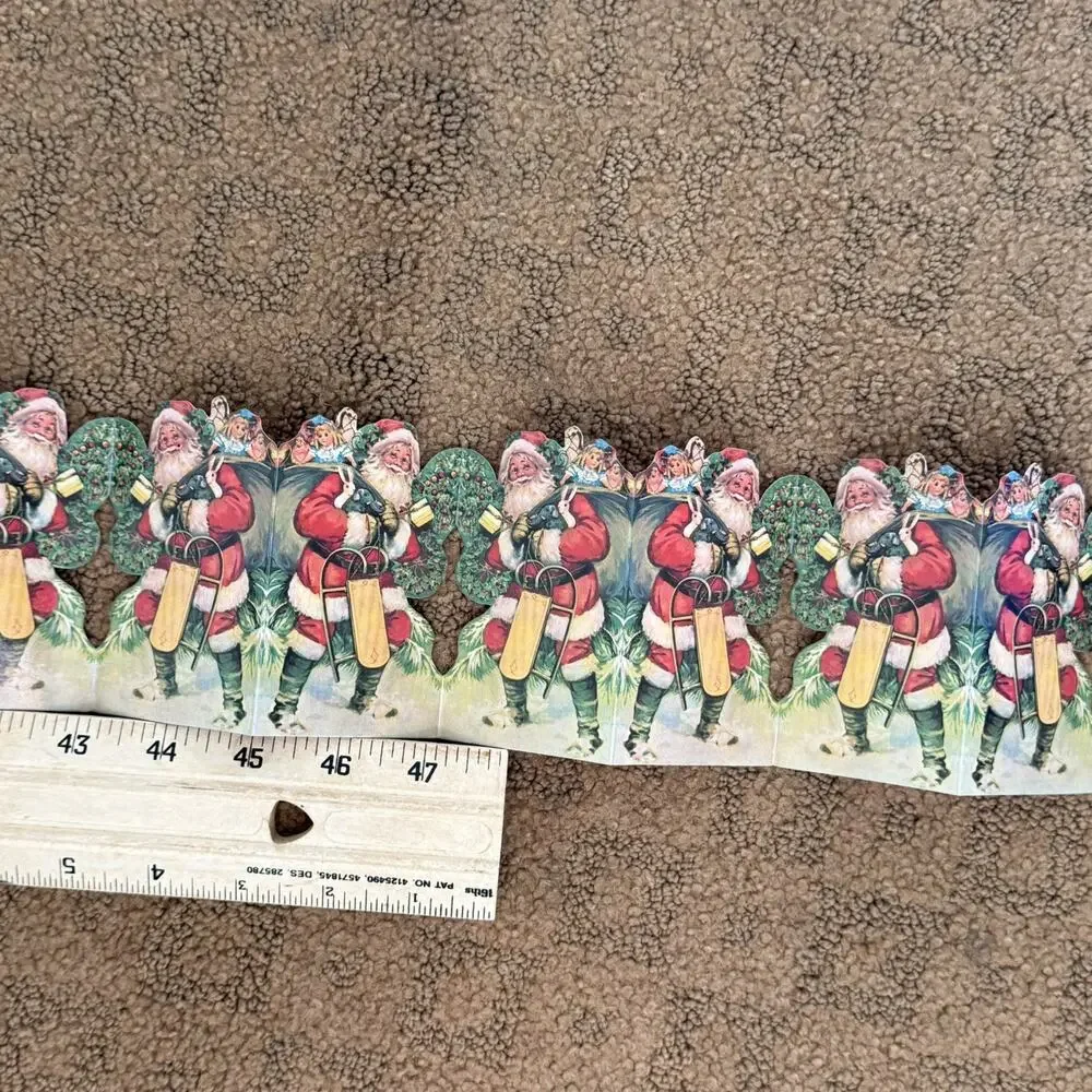 Vintage DieCut Reproduction Victorian Santa Accordion Fold Cardboard Over 6 Feet